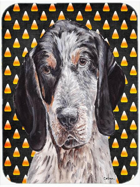 Blue Tick Coonhound Candy Corn Halloween Glass Cutting Boards – Durable, Decorative Kitchen Art Large Size SC9649LCB