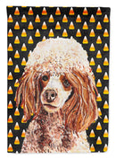Red Miniature Poodle Candy Corn Halloween House Flag 28x40 Porch Sleeve Pole Decorative Outside Yard Banner Artwork Wall Hanging, Polyester