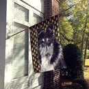 Black and White Collie Candy Corn Halloween House Flag 28x40 Porch Sleeve Pole Decorative Outside Yard Banner Artwork Wall Hanging, Polyester