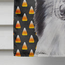 Black and White Collie Candy Corn Halloween House Flag 28x40 Porch Sleeve Pole Decorative Outside Yard Banner Artwork Wall Hanging, Polyester