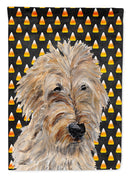 Golden Doodle 2 Candy Corn Halloween House Flag 28x40 Porch Sleeve Pole Decorative Outside Yard Banner Artwork Wall Hanging, Polyester