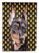 German Pinscher Candy Corn Halloween House Flag 28x40 Porch Sleeve Pole Decorative Outside Yard Banner Artwork Wall Hanging, Polyester