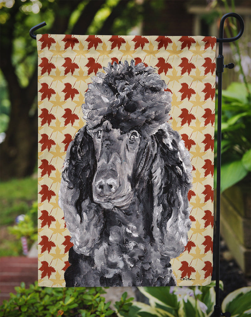 Black Standard Poodle Fall Leaves Garden Flag – Decorative Outdoor Yard Flag SC9674GF