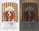Red Miniature Poodle Fall Leaves Ceramic Night Light Compact, UL-Certified, Ideal for Bedroom, Bathroom, Nursery, Hallway, Kitchen, 6x4x3, Multicolor