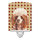 Red Miniature Poodle Fall Leaves Ceramic Night Light Compact, UL-Certified, Ideal for Bedroom, Bathroom, Nursery, Hallway, Kitchen, 6x4x3, Multicolor