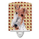 Wire Fox Terrier Fall Leaves Ceramic Night Light Compact, UL-Certified, Ideal for Bedroom, Bathroom, Nursery, Hallway, Kitchen, 6x4x3, Multicolor
