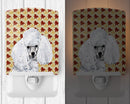 White Toy Poodle Fall Leaves Ceramic Night Light Compact, UL-Certified, Ideal for Bedroom, Bathroom, Nursery, Hallway, Kitchen, 6x4x3, Multicolor