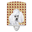 White Toy Poodle Fall Leaves Ceramic Night Light Compact, UL-Certified, Ideal for Bedroom, Bathroom, Nursery, Hallway, Kitchen, 6x4x3, Multicolor