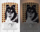 Black and White Collie Fall Leaves Ceramic Night Light Compact, UL-Certified, Ideal for Bedroom, Bathroom, Nursery, Hallway, Kitchen, 6x4x3, Multicolor