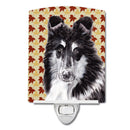 Black and White Collie Fall Leaves Ceramic Night Light Compact, UL-Certified, Ideal for Bedroom, Bathroom, Nursery, Hallway, Kitchen, 6x4x3, Multicolor