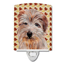 Norfolk Terrier Fall Leaves Ceramic Night Light Compact, UL-Certified, Ideal for Bedroom, Bathroom, Nursery, Hallway, Kitchen, 6x4x3, Multicolor