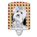 Havanese Fall Leaves Ceramic Night Light Compact, UL-Certified, Ideal for Bedroom, Bathroom, Nursery, Hallway, Kitchen, 6x4x3, Multicolor