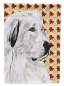 Great Pyrenees Fall Leaves House Flag 28x40 Porch Sleeve Pole Decorative Outside Yard Banner Artwork Wall Hanging, Polyester