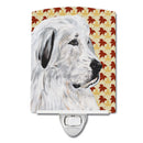 Great Pyrenees Fall Leaves Ceramic Night Light Compact, UL-Certified, Ideal for Bedroom, Bathroom, Nursery, Hallway, Kitchen, 6x4x3, Multicolor