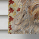 Golden Doodle 2 Fall Leaves House Flag 28x40 Porch Sleeve Pole Decorative Outside Yard Banner Artwork Wall Hanging, Polyester