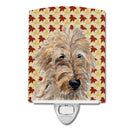 Golden Doodle 2 Fall Leaves Ceramic Night Light Compact, UL-Certified, Ideal for Bedroom, Bathroom, Nursery, Hallway, Kitchen, 6x4x3, Multicolor
