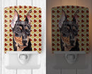 German Pinscher Fall Leaves Ceramic Night Light Compact, UL-Certified, Ideal for Bedroom, Bathroom, Nursery, Hallway, Kitchen, 6x4x3, Multicolor