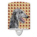 Scottish Deerhound Fall Leaves Ceramic Night Light Compact, UL-Certified, Ideal for Bedroom, Bathroom, Nursery, Hallway, Kitchen, 6x4x3, Multicolor
