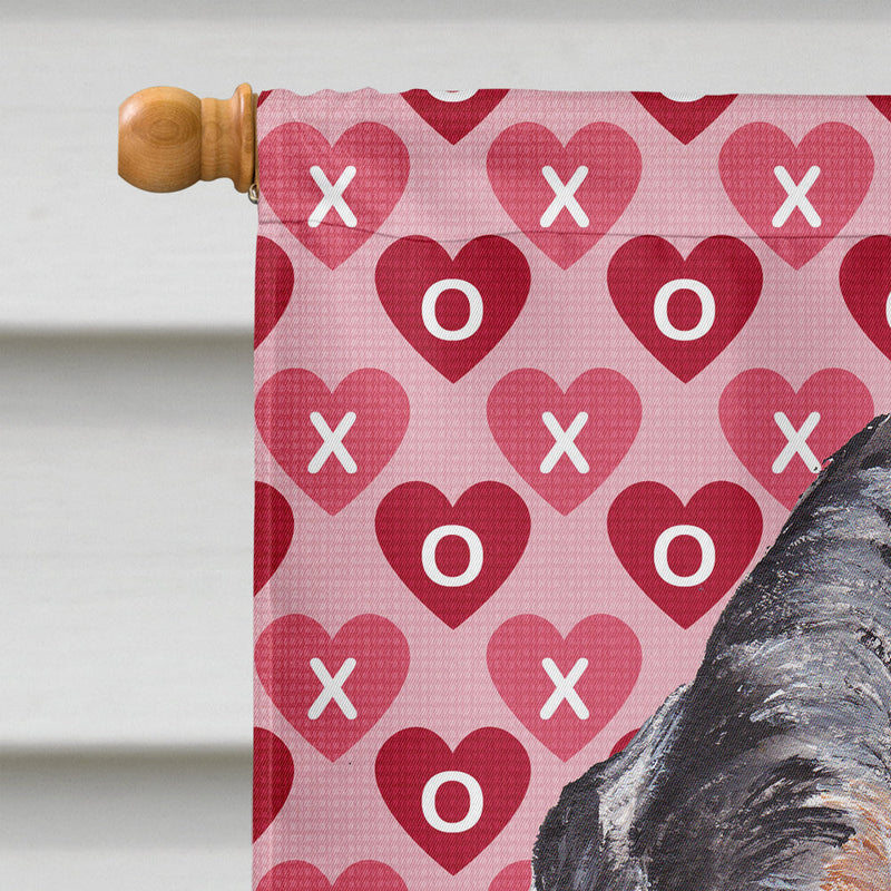 Blue Tick Coonhound Hearts and Love Flag Canvas House Size SC9697CHF