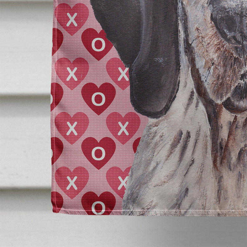 Blue Tick Coonhound Hearts and Love Flag Canvas House Size SC9697CHF