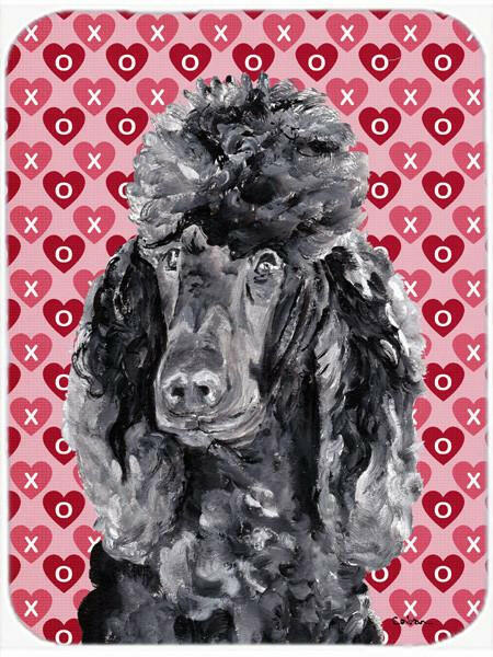 Black Standard Poodle Hearts and Love Glass Cutting Board Large Size SC9698LCB