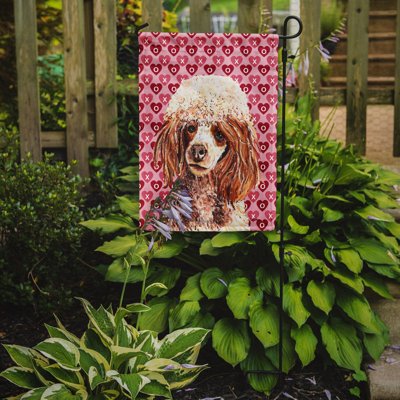 Red Miniature Poodle Hearts and Love Garden Flag – Decorative Outdoor Yard Flag SC9699GF