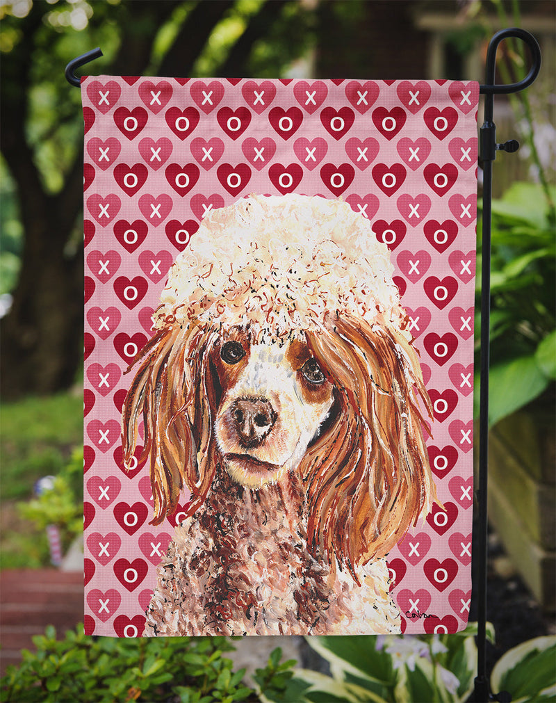 Red Miniature Poodle Hearts and Love Garden Flag – Decorative Outdoor Yard Flag SC9699GF