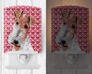 Wire Fox Terrier Hearts and Love Ceramic Night Light Compact, UL-Certified, Ideal for Bedroom, Bathroom, Nursery, Hallway, Kitchen, 6x4x3, Multicolor