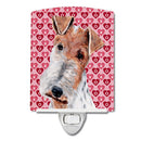 Wire Fox Terrier Hearts and Love Ceramic Night Light Compact, UL-Certified, Ideal for Bedroom, Bathroom, Nursery, Hallway, Kitchen, 6x4x3, Multicolor