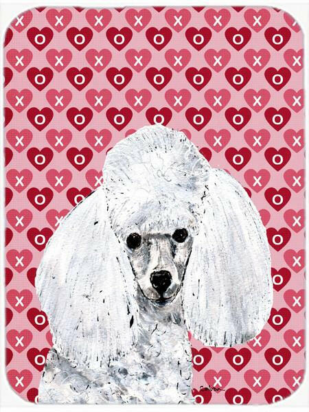 White Toy Poodle Hearts and Love Glass Cutting Board Large Size SC9701LCB