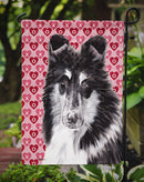 Black and White Collie Hearts and Love Garden Flag – Decorative Outdoor Yard Flag SC9702GF