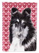 Black and White Collie Hearts and Love Garden Flag – Decorative Outdoor Yard Flag SC9702GF