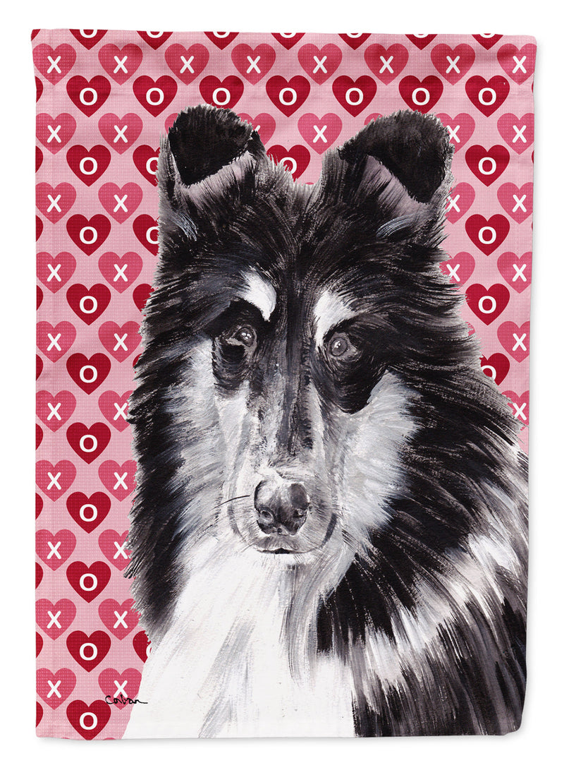 Black and White Collie Hearts and Love Flag Garden Size SC9702GF