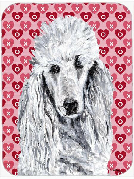 White Standard Poodle Hearts and Love Glass Cutting Board Large Size SC9703LCB