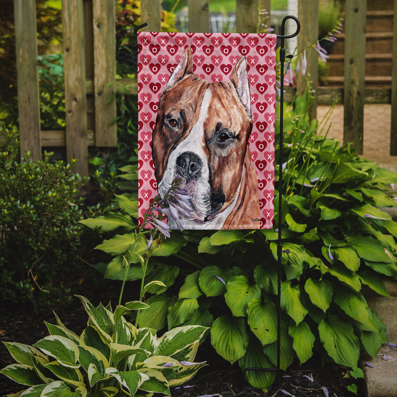 Staffordshire Bull Terrier Staffie Hearts and Love Flag Garden Size SC9704GF