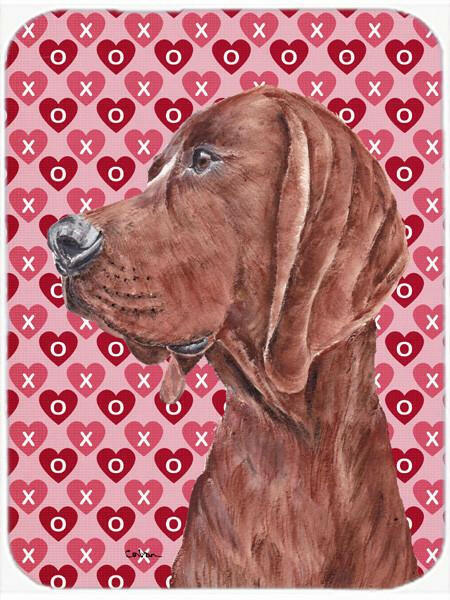 Redbone Coonhound Hearts and Love Glass Cutting Board Large Size SC9707LCB