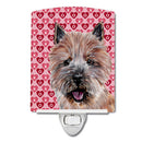Norwich Terrier Hearts and Love Ceramic Night Light Compact, UL-Certified, Ideal for Bedroom, Bathroom, Nursery, Hallway, Kitchen, 6x4x3, Multicolor