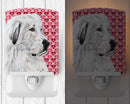Great Pyrenees Hearts and Love Ceramic Night Light Compact, UL-Certified, Ideal for Bedroom, Bathroom, Nursery, Hallway, Kitchen, 6x4x3, Multicolor