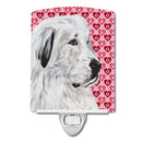 Great Pyrenees Hearts and Love Ceramic Night Light Compact, UL-Certified, Ideal for Bedroom, Bathroom, Nursery, Hallway, Kitchen, 6x4x3, Multicolor