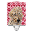 Golden Doodle 2 Hearts and Love Ceramic Night Light Compact, UL-Certified, Ideal for Bedroom, Bathroom, Nursery, Hallway, Kitchen, 6x4x3, Multicolor
