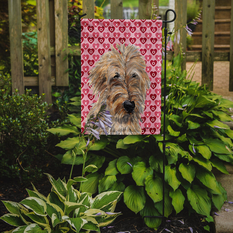 Golden Doodle 2 Hearts and Love Garden Flag – Decorative Outdoor Yard Flag SC9715GF