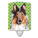 Collie Lucky Shamrock St. Patrick's Day Ceramic Night Light Compact, UL-Certified, Ideal for Bedroom, Bathroom, Nursery, Hallway, Kitchen, 6x4x3, Multicolor