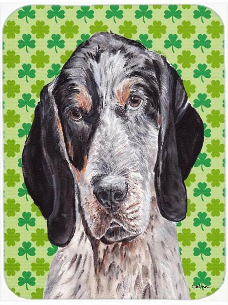 Blue Tick Coonhound Lucky Shamrock St. Patrick's Day Glass Cutting Boards – Durable, Decorative Kitchen Art Large Size SC9721LCB