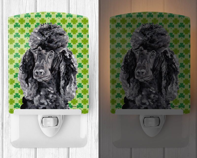 Black Standard Poodle Lucky Shamrock St. Patrick's Day Ceramic Night Light SC9722CNL