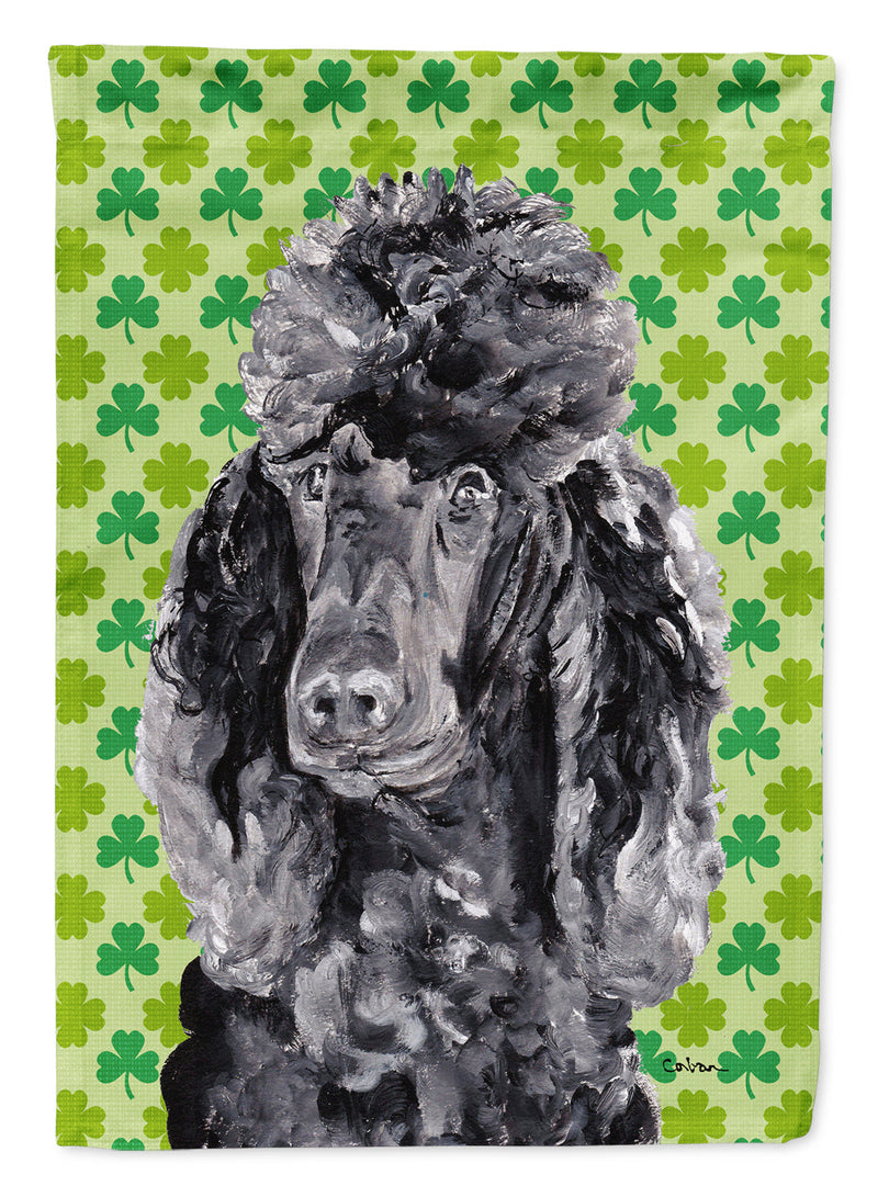 Black Standard Poodle Lucky Shamrock St. Patrick's Day Garden Flag - Outdoor Decorative Yard Flag SC9722GF