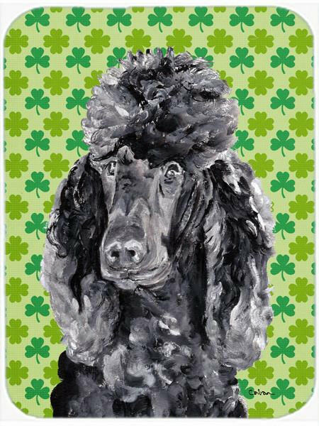 Black Standard Poodle Lucky Shamrock St. Patrick's Day Glass Cutting Boards – Durable, Decorative Kitchen Art Large Size SC9722LCB