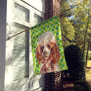 Red Miniature Poodle Lucky Shamrock St. Patrick's Day House Flag 28x40 Porch Sleeve Pole Decorative Outside Yard Banner Artwork Wall Hanging, Polyester