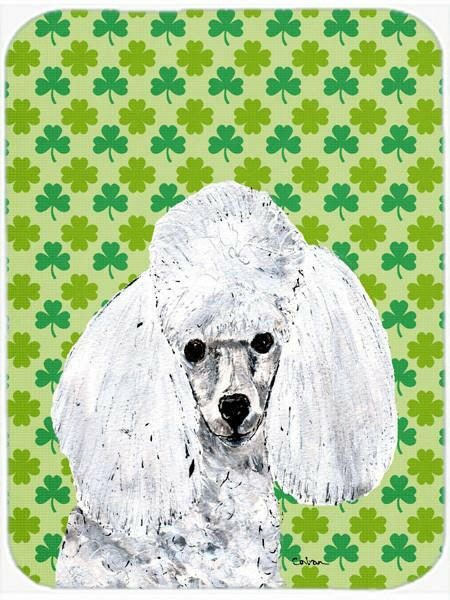 White Toy Poodle Lucky Shamrock St. Patrick's Day Glass Cutting Board Large Size SC9725LCB