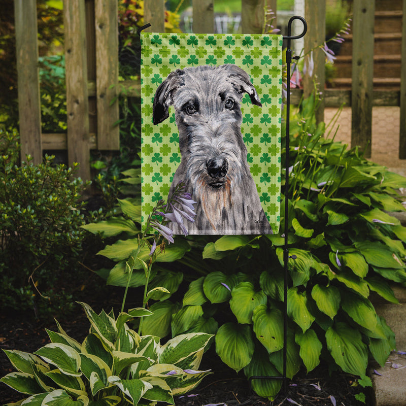 Scottish Deerhound Lucky Shamrock St. Patrick's Day Garden Flag - Outdoor Decorative Yard Flag