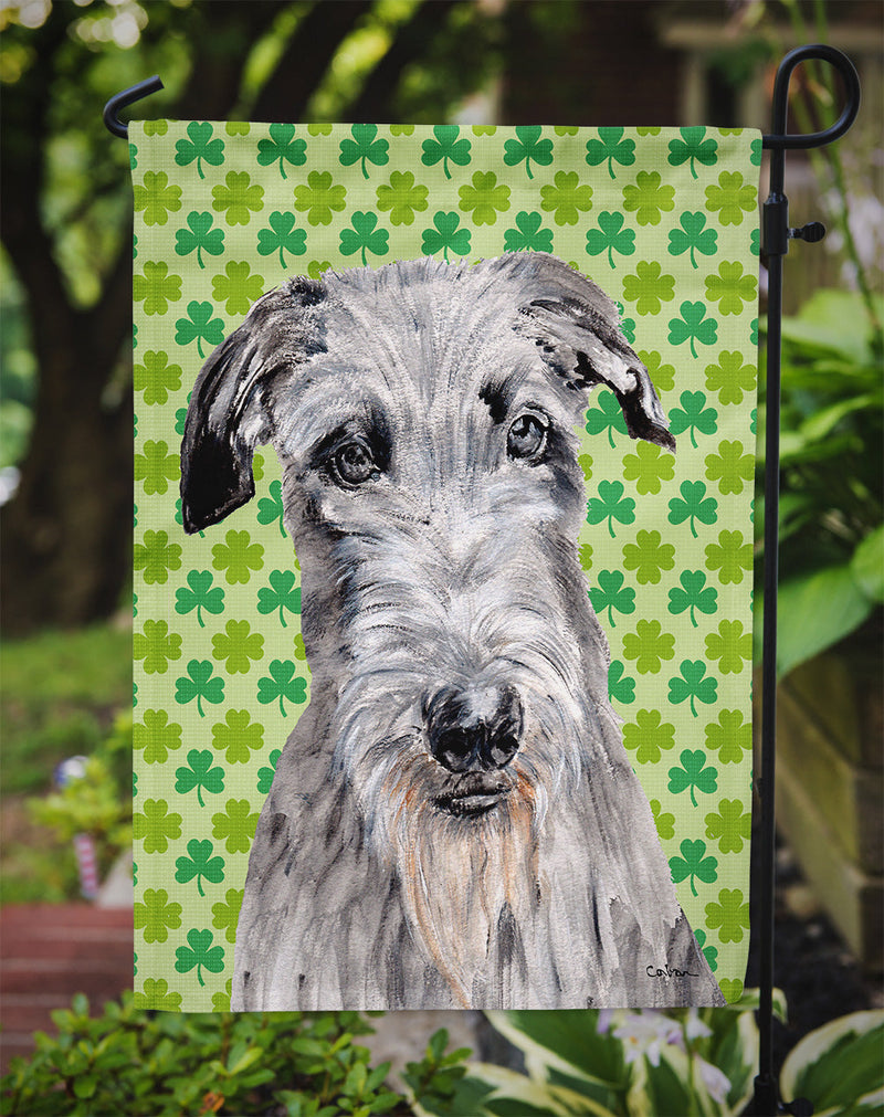 Scottish Deerhound Lucky Shamrock St. Patrick's Day Garden Flag - Outdoor Decorative Yard Flag